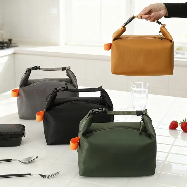 Faltbare Isoliertasche in Grau mit großem Fassungsvermögen für Lunchboxen, Früchte und Snacks - Bild 1