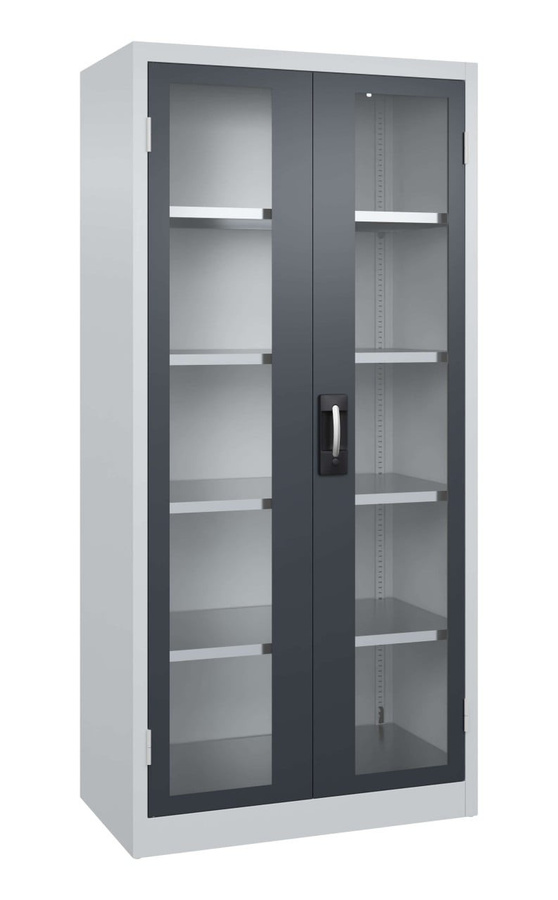 BIGBOXX Schrank Comfort mit Glastüren in Grau und mattem Metall-Finish - Bild 1