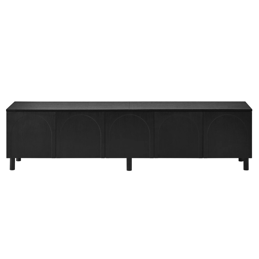 Merax TV-Schrank in Schwarz mit 5 Türen, modernem Design aus MDF und Metallfüßen - Bild 2
