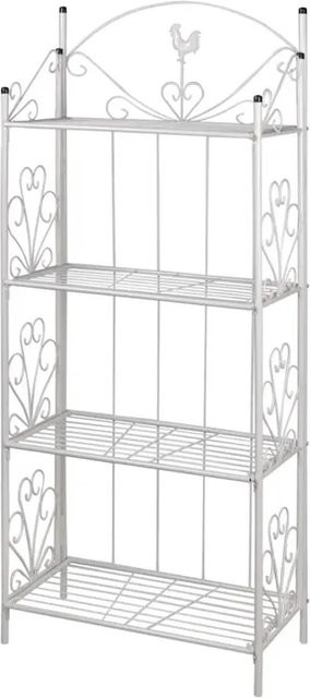 vidaXL Pflanzentreppe aus Stahlrohr in Weiß für Garten, Veranda und Terrasse, B/T/H: 61,5 x 33,0 x 153,0 cm - Bild 1