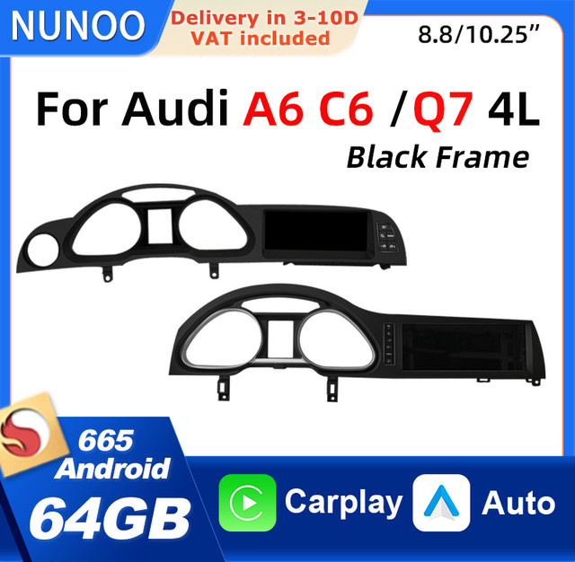 NUNOO Smart Car System mit Android, CarPlay und Android Auto für Audi A6 C6 und Q7 4L (2005-2015), Stereo Radio mit Navigation und Multimedia, Schwarz - Bild 1