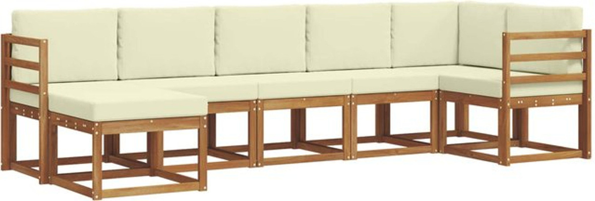 Modernes Outdoor-Sofagarnitur Set aus Akazien-Massivholz mit 7-teiligen Kissen in Natur und Beige von vidaxl - Bild 1