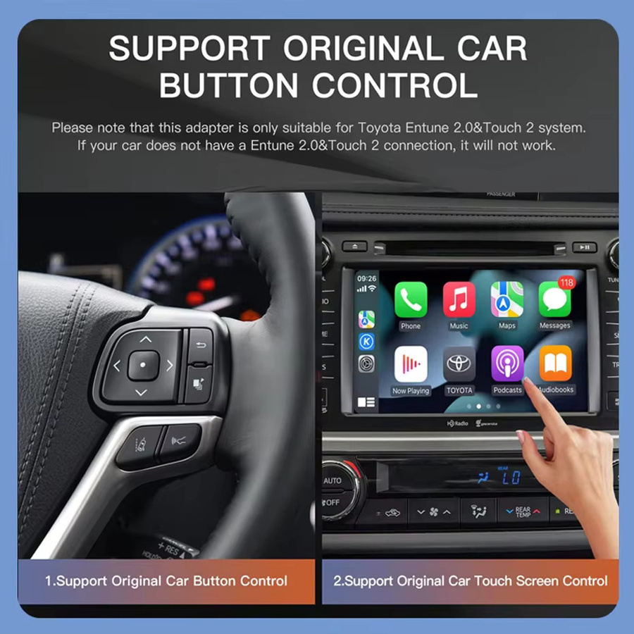 AUTOABC Drahtlose CarPlay und Android Auto Decoder Box für Toyota Tacoma und Tundra mit Touch2 und Entune 2.0 System sowie Bildschirmspiegelung in Schwarz und Grau - Bild 3