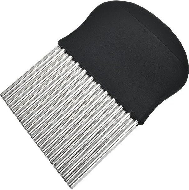 ZHPBD Edelstahl-Kartoffelchip-Schneider für Gemüse, Obst und Teig, gewellt, Schwarz - Bild 1