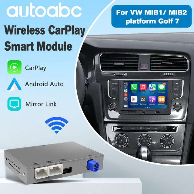 AUTOABC Drahtloser CarPlay und Android Auto Decoder für VW Volkswagen Skoda Octavia A5 Golf7 Polo Passat B8 MIB MIB2 mit Bluetooth und Navigation - Bild 1