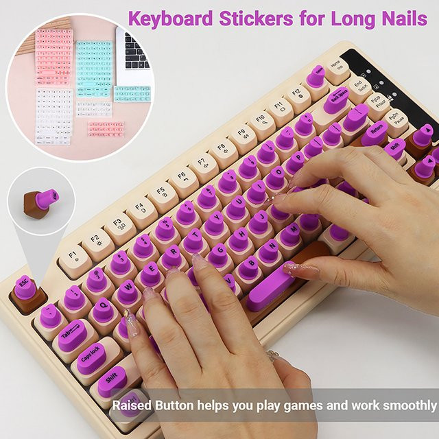 JETTING Silikon Tastenkappen für lange Nägel, selbstklebende Tastatur-Aufkleber, 70/21 Stück, Weiß - Bild 1