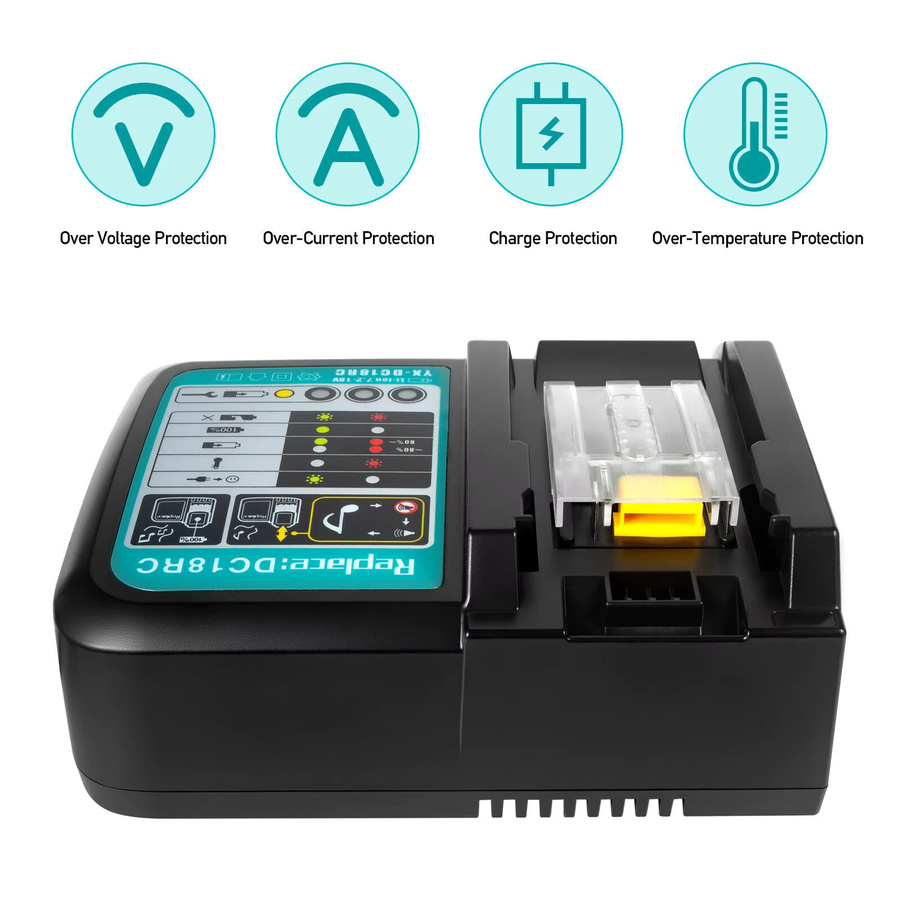 Makita DC18RC Li-Ion Ladegerät 3A für 14,4V und 18V LXT Akkus, Schwarz - Bild 4