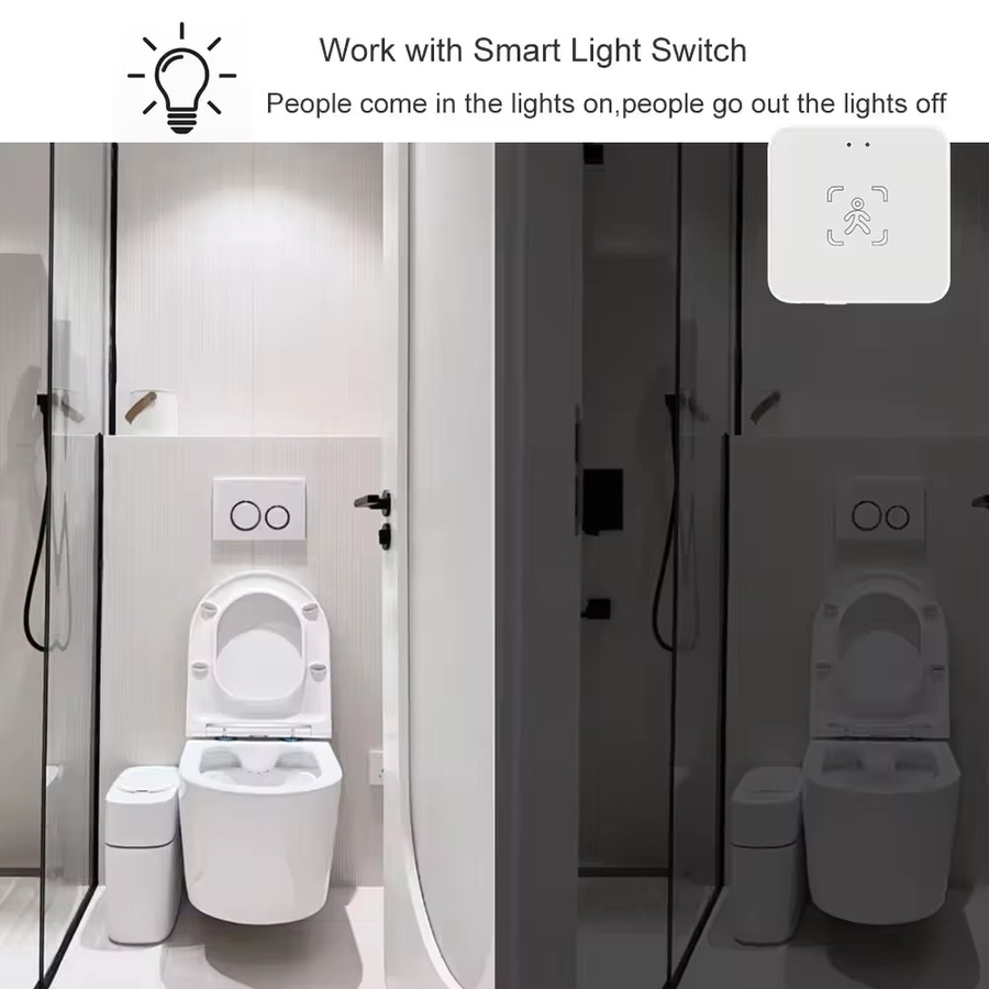 Tuya Smart Anwesenheitssensor mit 24GHz mmWave Radar-Erkennung und Helligkeits- sowie Entfernungsmessung, WiFi, Weiß, kompatibel mit Home Assistant - Bild 2
