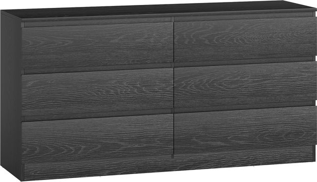 HOMCOM Kommode mit 6 Schubladen in Schwarz mit Holzmaserung, moderner Schubladenschrank für Schlafzimmer, Wohnzimmer oder Büro, B/T/H: 140 x 40 x 71 cm - Bild 1