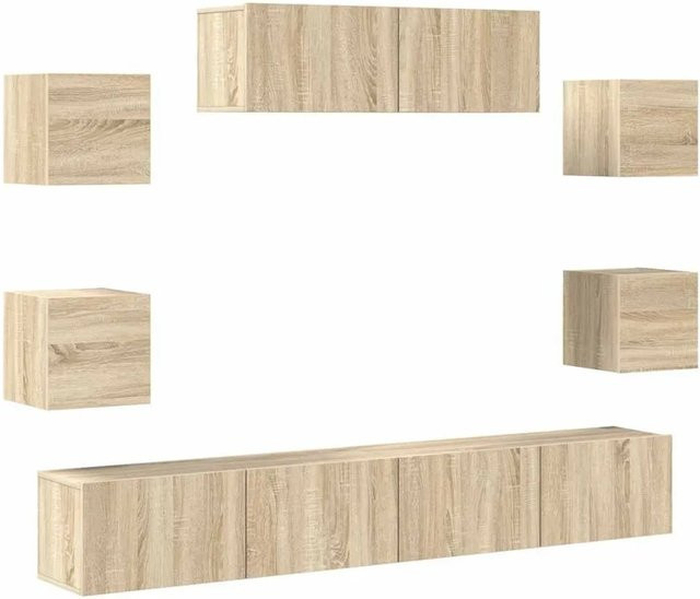 vidaXL 7-teiliges TV-Schrank-Set Sonoma-Eiche, Wandmontage, Braun, B/T/H: 100 x 30 x 30 cm und 30,5 x 30 x 30 cm - Bild 1
