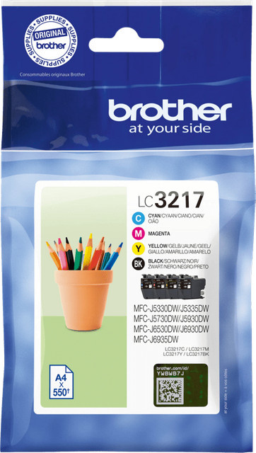 Brother LC3217 Tintenpatronen Viererpack für Inkjet-Drucker in Schwarz, Cyan, Magenta und Gelb - Bild 1