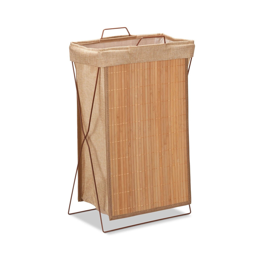 Klappbarer Wäschekorb von Relaxdays aus Bambus in Beige, B/T/H: 61 x 38 x 22 cm - Bild 2