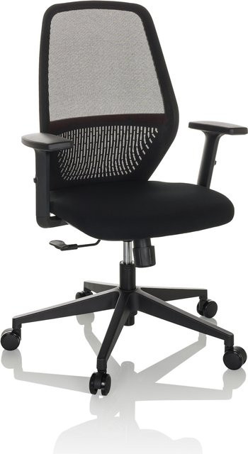 hjh OFFICE Profi Bürostuhl CARLOW in Schwarz mit Stoff und Netzstoff, Armlehnen und Synchronmechanik zur Gewichtsregulierung - Bild 1