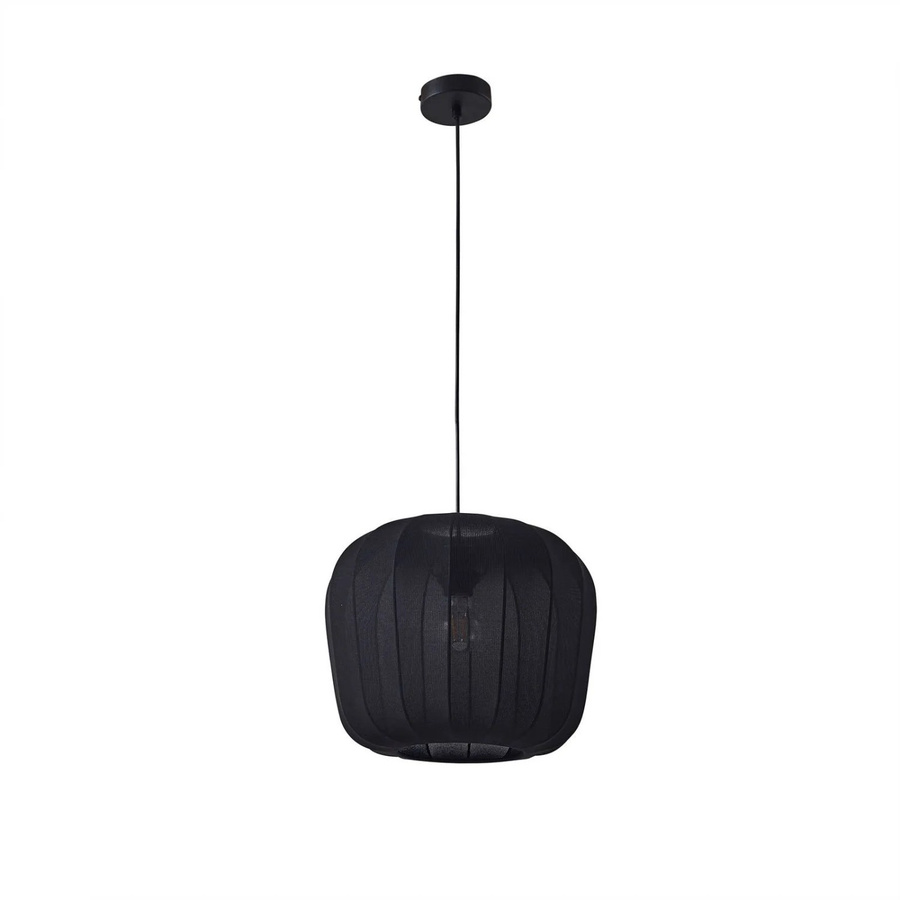 Lindby Pendelleuchte Helin Modern Schwarz aus Textil 1-flammig E27 - Bild 2