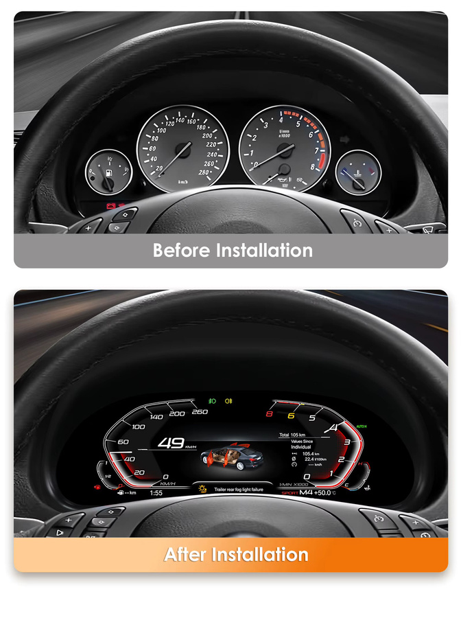 OSSURET Digitales Armaturenbrett 10,25 Zoll für BMW X5 E53 und 5er Serie E39 1999-2006 in Schwarz - Bild 3