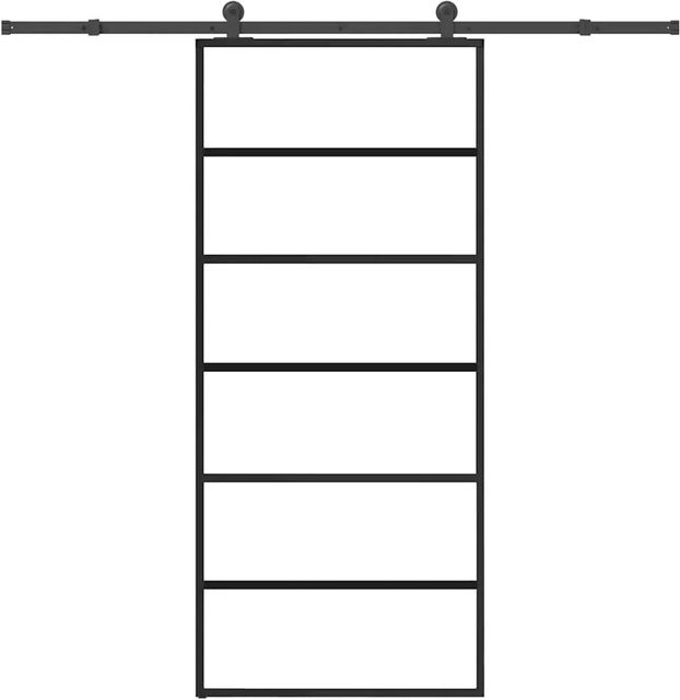 vidaXL Schiebetür modern aus ESG-Glas und Aluminium in Schwarz und Transparent, B/H: 90 x 205 cm - Bild 1