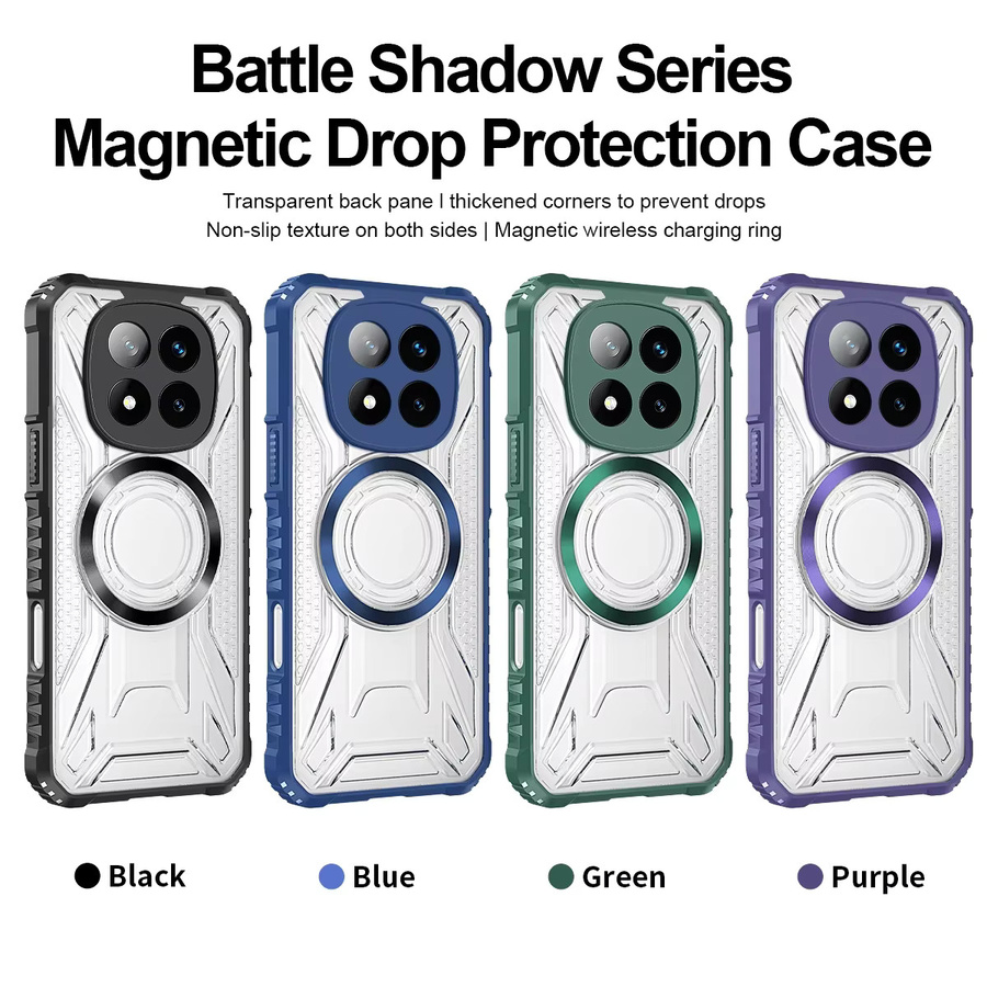 Magnetische Silikon-Handyhülle mit Ring und Kameraschutz für Xiaomi Mi Redmi Note 14 13 12 11 Pro in Lila - Bild 6