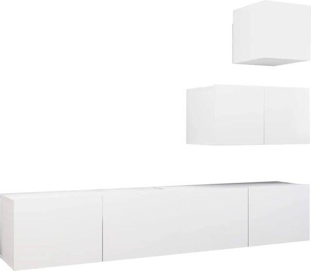 vidaXL 4-teiliges modernes TV-Schrank-Set in Weiß aus MDF für dein Wohnzimmer - Bild 1