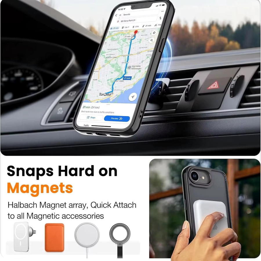 MagSafe Handyhülle mit Displayschutzfolie Matt in Schwarz für Apple iPhone Modelle - Bild 5
