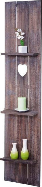 MCW Wandregal C92 aus Massivholz Paulownia in Braun Vintage Shabby, 3 Ebenen, B: 150 cm, T: 33 cm, H: 13 cm - Bild 1