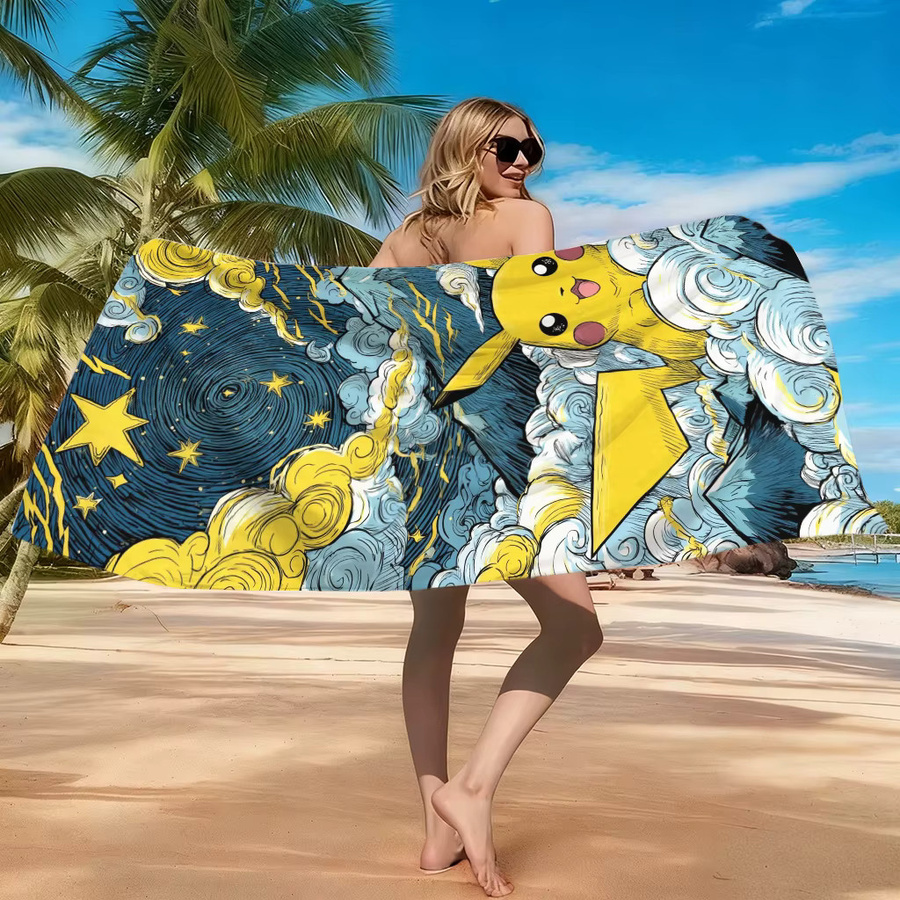 Potdemiel Pokemon Strandtuch im Van-Gogh-Stil, mehrfarbig, B/H: 60 x 40 cm - Bild 3