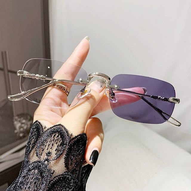 Moypia Korrektionsbrille, randlos, rechteckig, weiß transparent, Damen, Metall - Bild 1