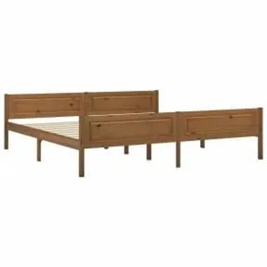 vidaXL Massivholzbett aus Kiefer in Honigbraun, B/T/H: 200 x 200 x 63 cm - Bild 2