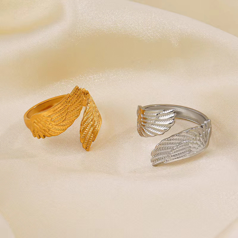 Yerik Ring Edelstahl, Vintage, Flügel, Damen, Gold - Bild 1