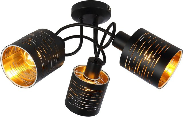 Globo Deckenleuchte Tunno aus Metall in Schwarz und Gold, rund, E14, Durchmesser: 40 cm, Höhe: 21 cm - Bild 1