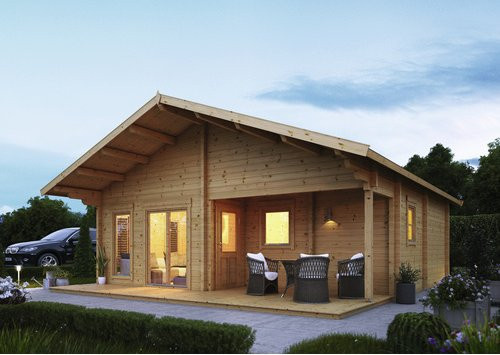 Wolff Finnhaus Gartenhaus Odenwald aus Holz in Beige, B/H/T: 840 x 398 x 875 cm - Bild 1