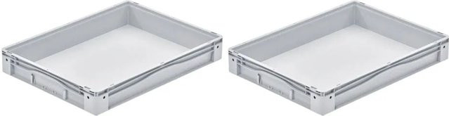 PROREGAL SparSet 2x Euro-Norm Großbehälter mit glattem Boden, Grau, H x B x T: 12 x 60 x 80 cm, 49 Liter - Bild 1