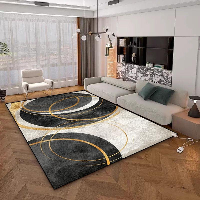 Moderner geometrischer Teppich von HGHT in Gold und Multicolour, weich und rutschfest, B/T: 200 x 300 cm - Bild 1