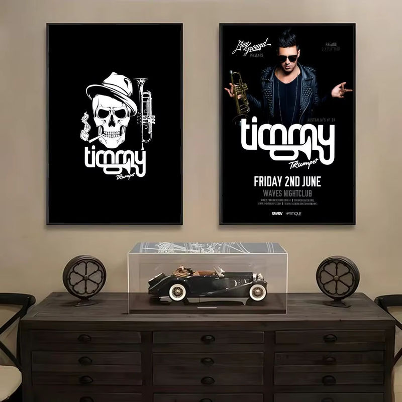 T-TIMMY TRUMPET DJ-Poster aus PVC in Schwarz, selbstklebende und wasserdichte Wandkunst im Hochformat für dein Zuhause oder Büro - Bild 3
