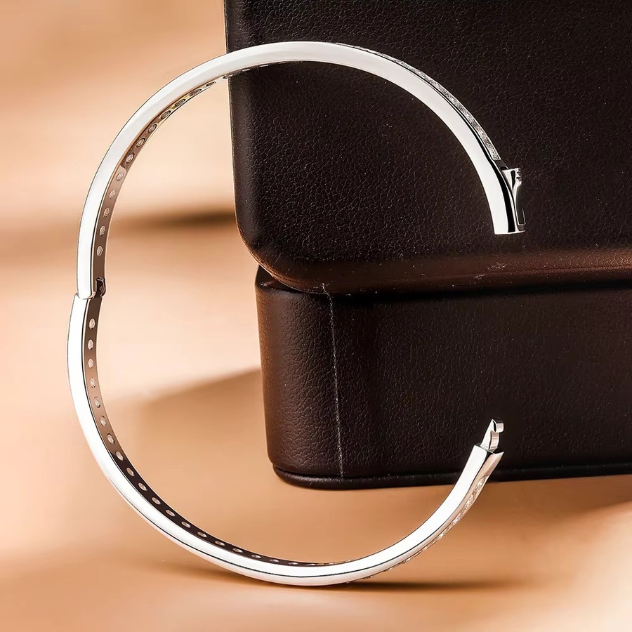 BXINY Armband, Moissanit, 925 Silber, Gold, Damen - Bild 4
