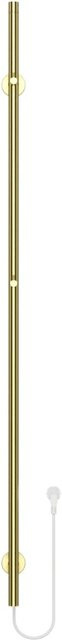 Belvit Elektrischer Handtuchtrockner Einzelrohr Gold Gebürstet mit Timerfunktion, H: 150 cm, B: 6,3 cm - Bild 1