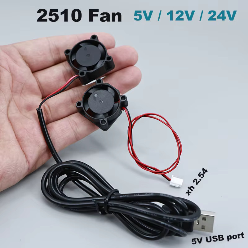 Gakaki USB-Lüfter 2510 DC 5V Bürstenloser PC-Gehäuse-Kühler für Raspberry Pi, Schwarz, B/T/H: 25 x 25 x 2,5 mm - Bild 2