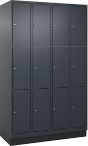 C+P Schließfachschrank Classic PLUS mit Sockel und 4 Abteilen, Farbe Anthrazitgrau und Schwarz, B/T/H: 120 x 50 x 195 cm - Bild 1