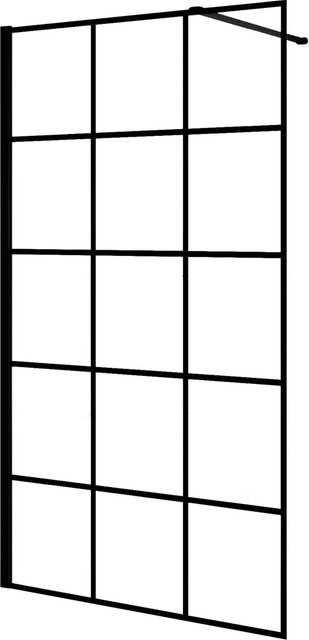 AICA Duschwand mit schwarzem Gittermuster aus Nano ESG Glas, Farbe Schwarz/Transparent, Breite: 80 cm, Höhe: 200 cm, Tiefe: 8 mm - Bild 1