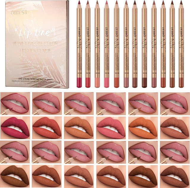 QIBEST Lip Liner Set, 12 Farben, Matt, Damen - Bild 1
