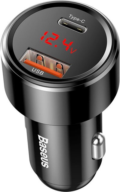 Baseus Magic Display Series Auto-Ladegerät mit 45W, 6A, 1 x USB-A und 1 x USB-C, Schwarz CCMLC20C-01 - Bild 1