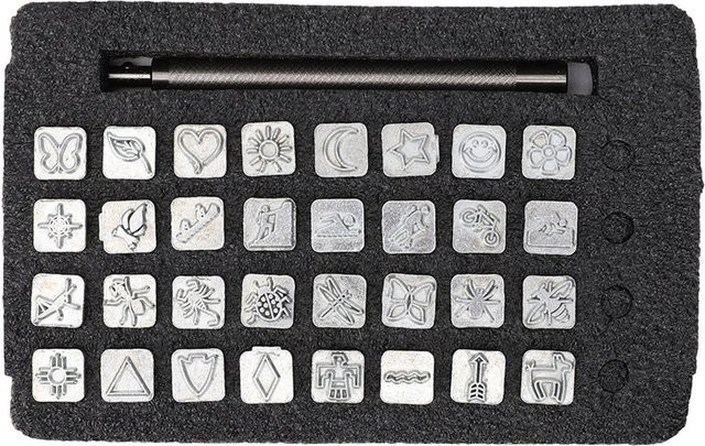 Igeteck 32-teiliges Lederstempel Set mit Cartoon Tier und Pflanzen Motiven in Grau aus Metall für DIY Lederhandwerk - Bild 1