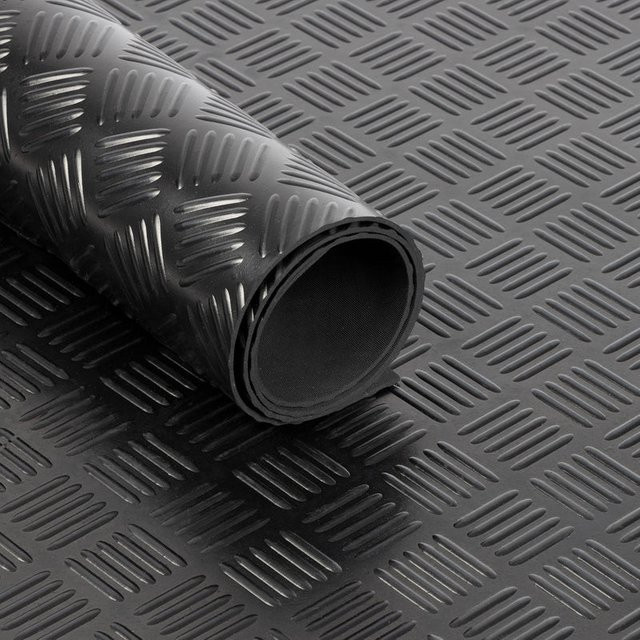 Rutschfeste Gummimatte Karo von FLOORDIREKT in Schwarz, 3 mm Stärke - Bild 1