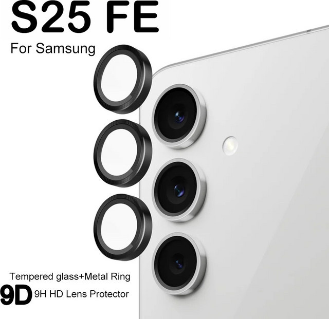 Samsung Galaxy S25 FE 5G Kameralinsen-Schutz mit Aluminiumringen und 9H HD gehärtetem Glas in Multicolour - Bild 1