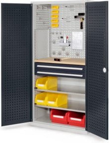 Kappes Schubladenschrank RasterPlan Mod. 14 mit Lochplatten Tür in Grau, H x B x T: 195 x 60 x 40 cm - Bild 1