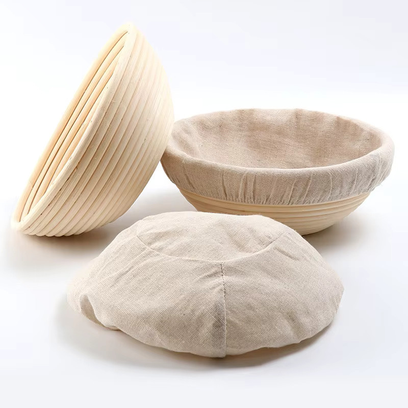 Meibum 7-teiliges Brotbackset mit Rattan-Banneton-Teiggärkorb und Hanftuch in Beige - Bild 1
