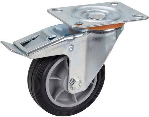 Dörner + Helmer Lenkrolle 716852 aus verzinktem Stahl, Farbe: Silber, Rad-Durchmesser: 100 mm, Tragfähigkeit: 70 kg - Bild 1