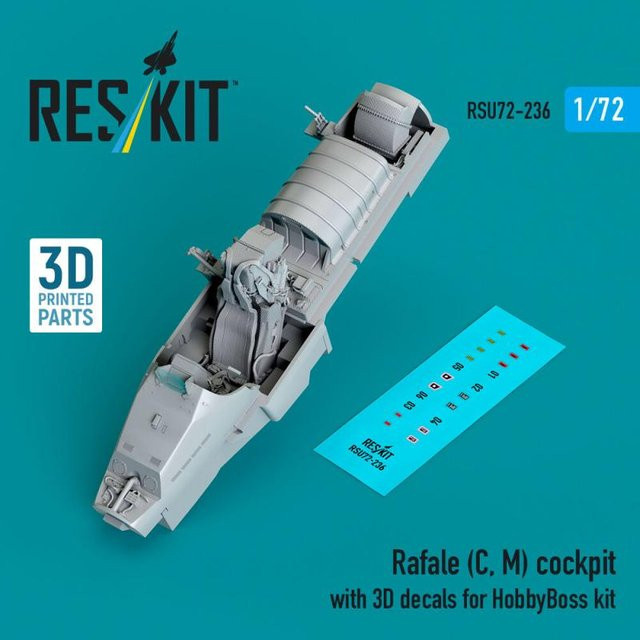 HobbyBoss Rafale Cockpit mit 3D Decals, 3D Printed - Bild 1