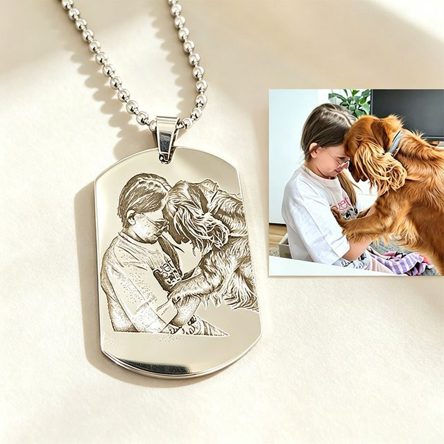 Steel love Halskette mit Foto-Anhänger, Edelstahl, Silber, 60 cm, Unisex - Bild 1