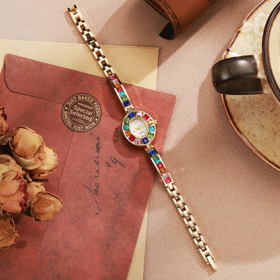 Armbanduhr Quarzuhr, Edelstahl, Diamantbesetzt, Kristall, Damen - Bild 4