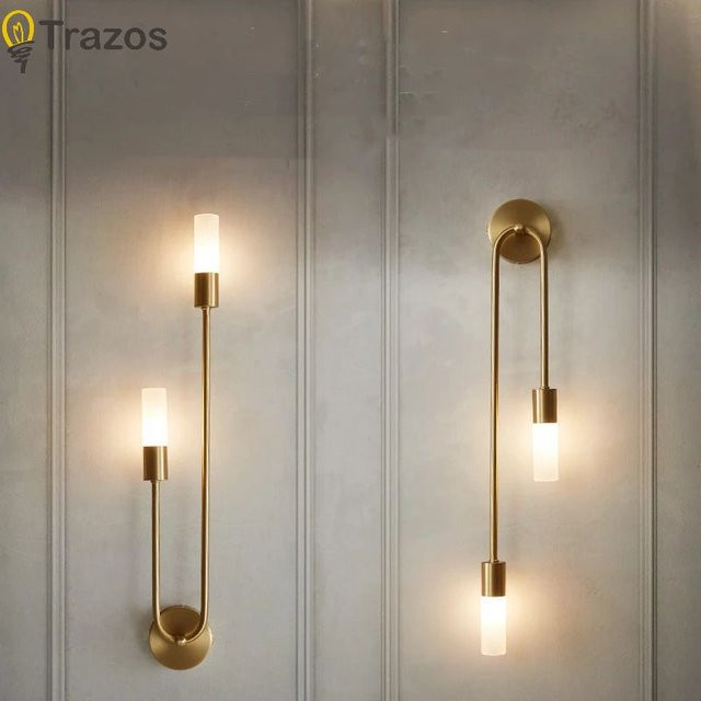 TRAZOS Nordic Luxe LED Wandlampe in Schwarz und Gold, minimalistisches Design für Wohnzimmer, Flur und Schlafzimmer - Bild 1